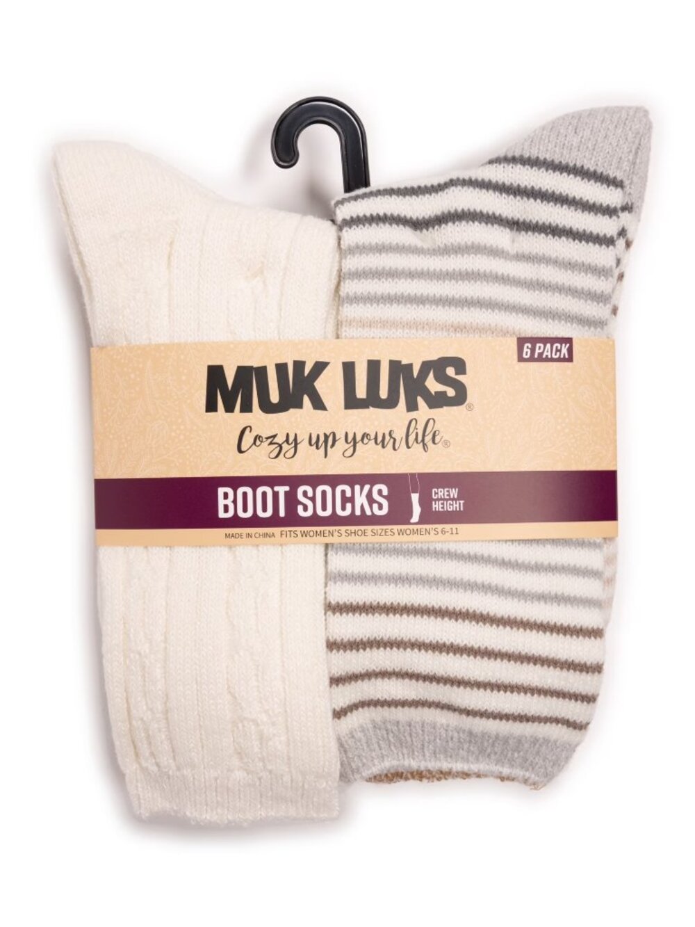 MUK LUKS Women's Fluffy Dream Crew Boot Socks, 6-Pack - New